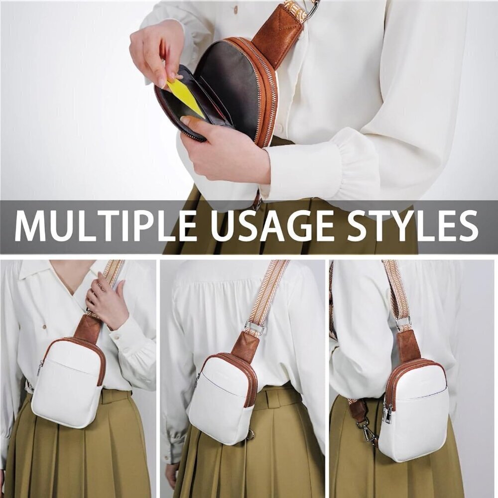 Trendy Sling Bag for Women, PU Leather Crossbody Fanny Pack for Travel & Hiking - Picture 3 of 6